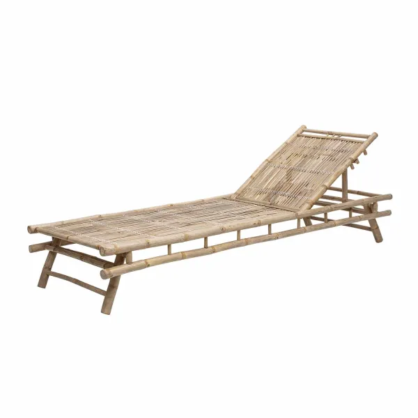 BLOOMINGVILLE Sole solstol, med justerbar rygg, hopfällbar - natur bambu (220x74)